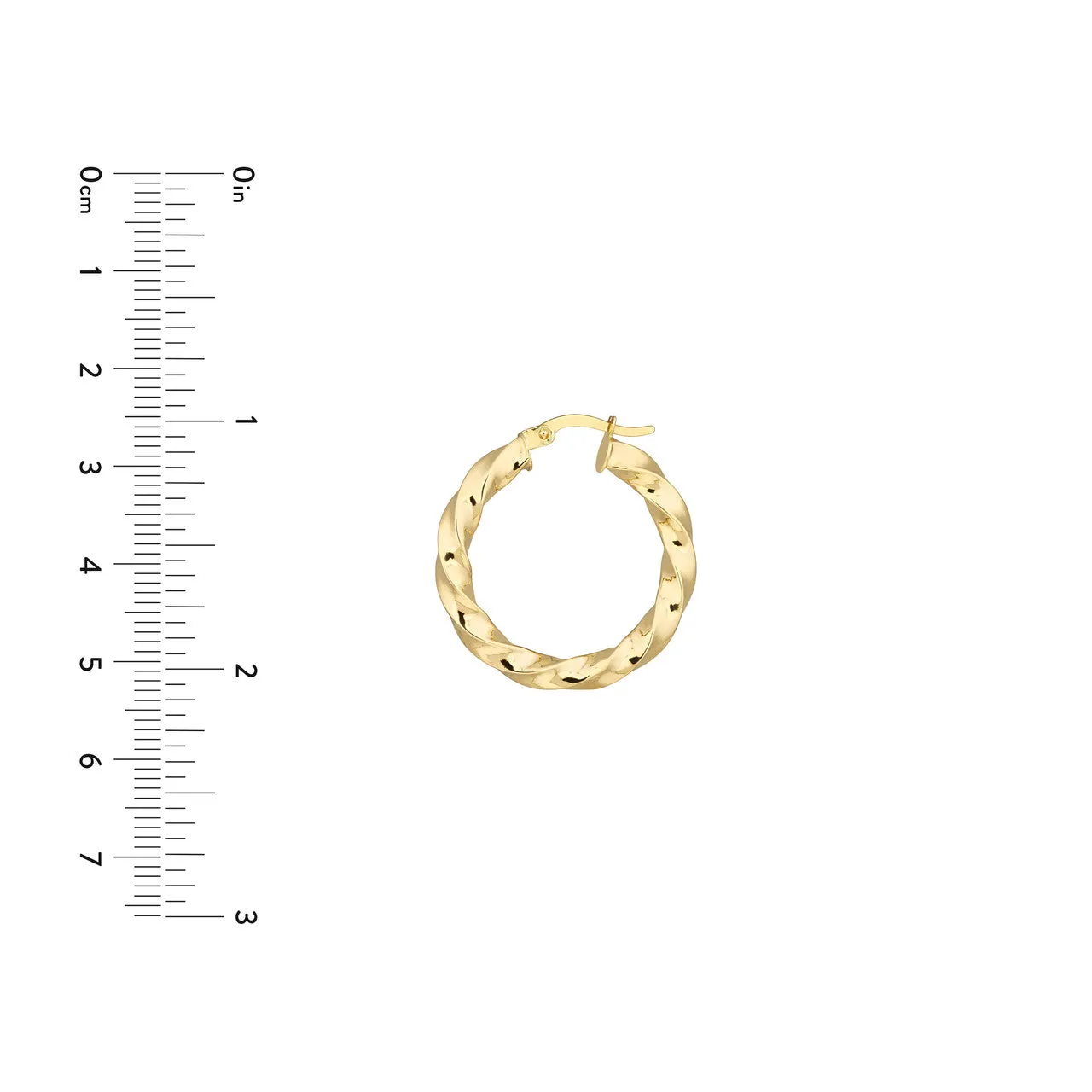 14K Yellow Gold 3x20mm Tight Twist Round Hoop Earring