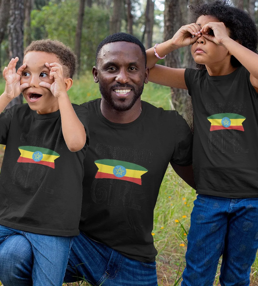 1sttheworld T-Shirt - Ethiopian Girl Flag T-Shirt Black A35