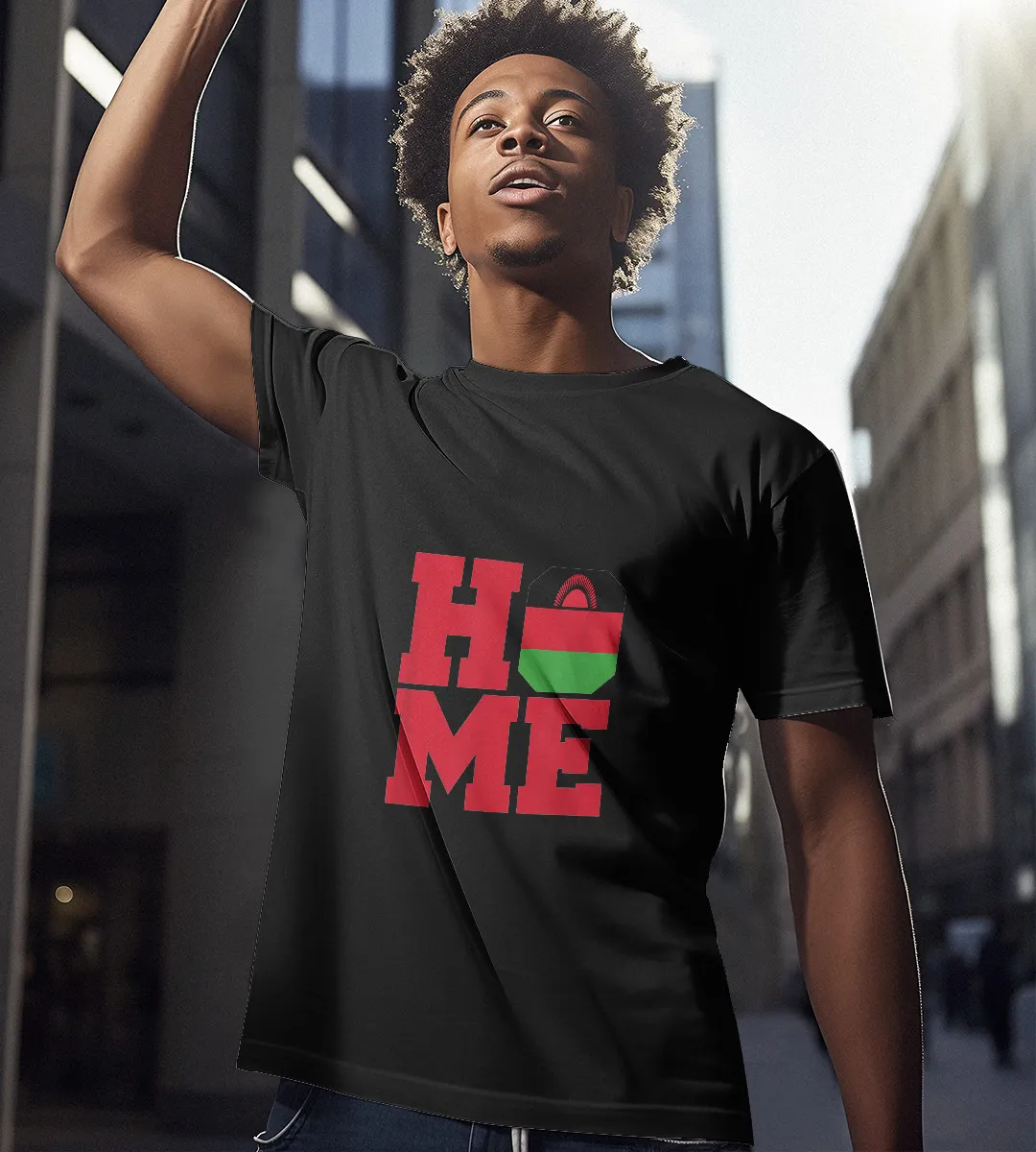 1sttheworld T-Shirt - Home  Malawi T-Shirt Black A35