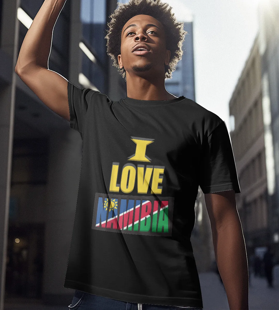 1sttheworld T-Shirt - I Love Namibia T-Shirt Black A35