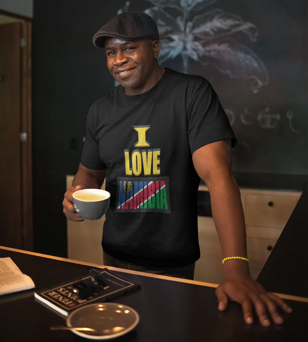 1sttheworld T-Shirt - I Love Namibia T-Shirt Black A35