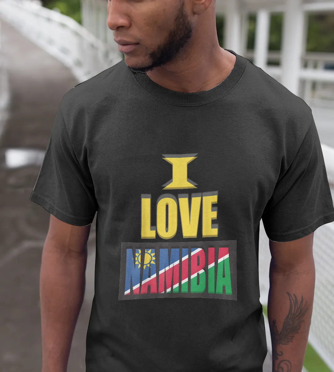 1sttheworld T-Shirt - I Love Namibia T-Shirt Black A35