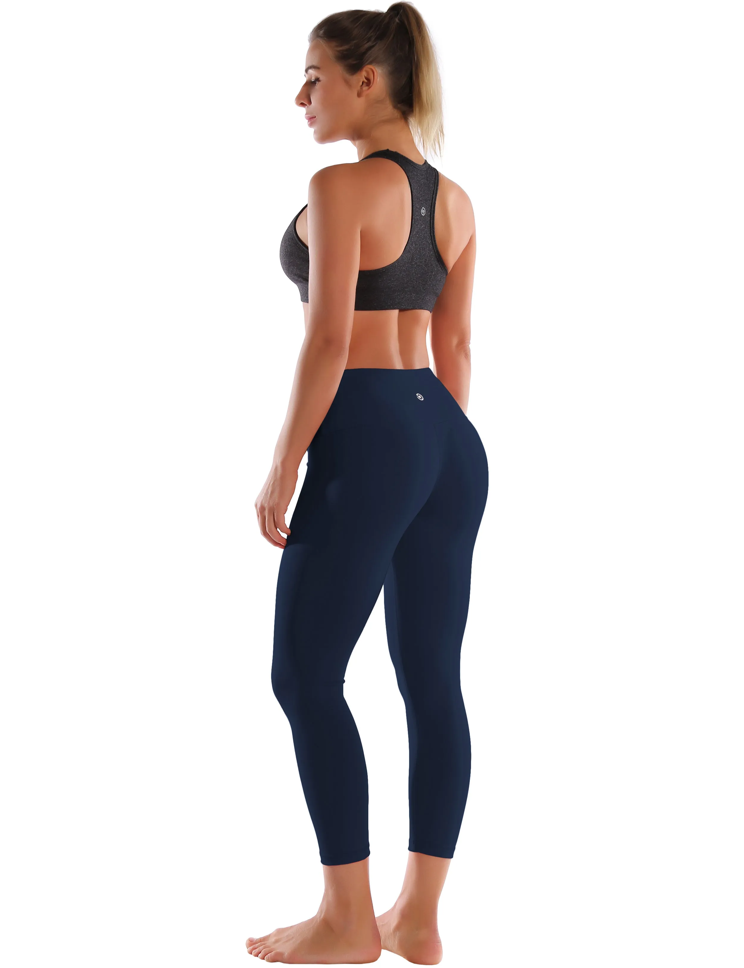 22" High Waist Crop Tight Capris darknavy