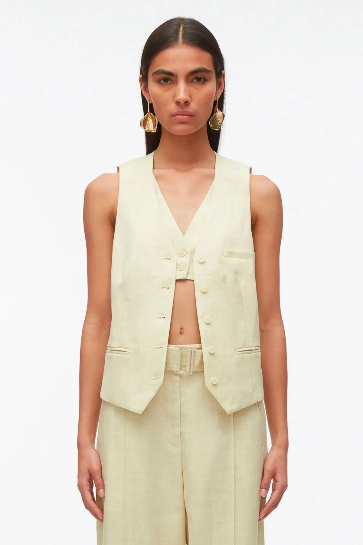 3.1 Phillip Lim Tailored Vest with Set In Bra - Limencello