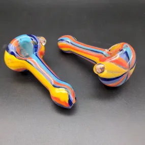 4 Rainbow Striped Glass Pipe