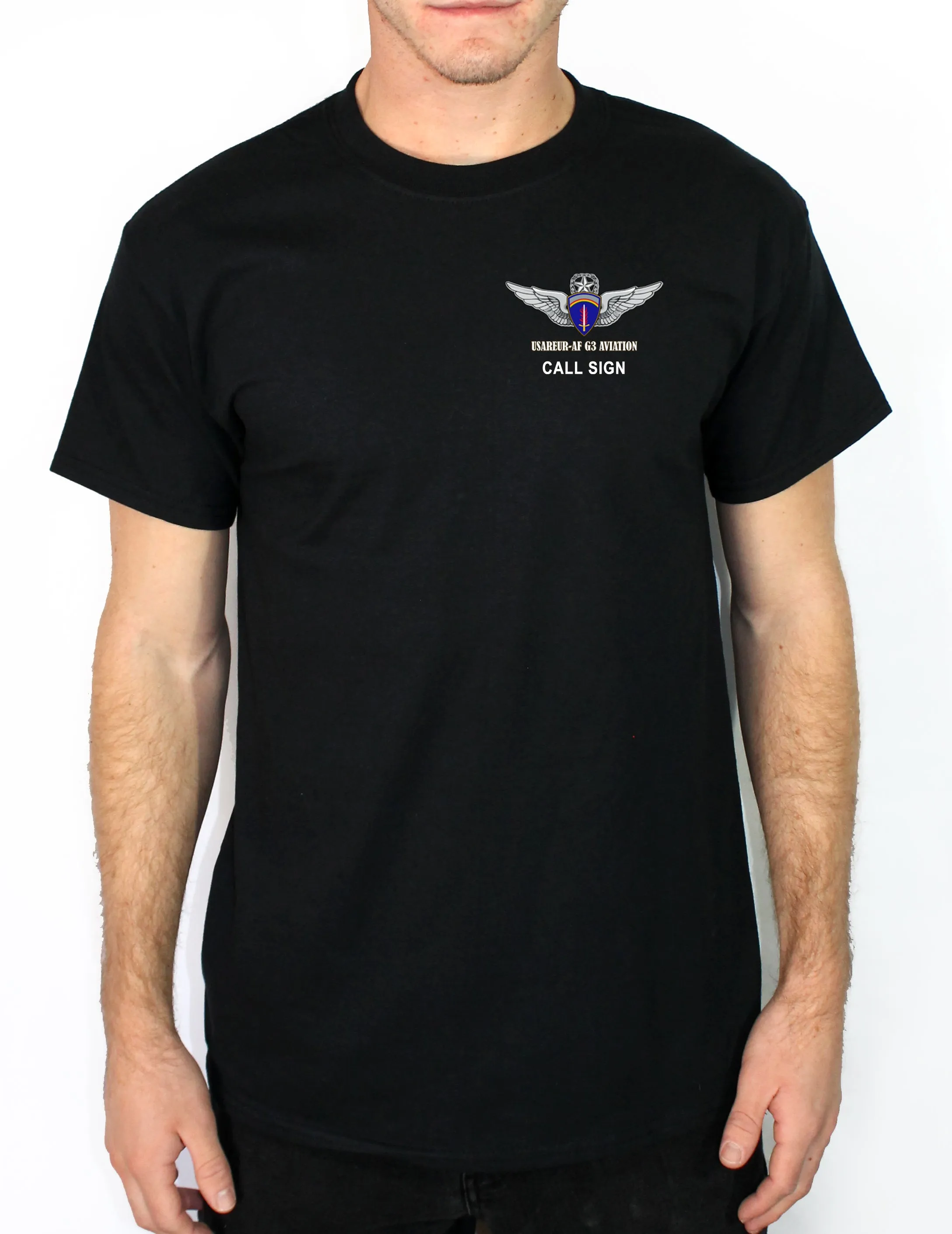 50-50 Blend Black Unisex PT Short Sleeve Shirt. Approved for PT