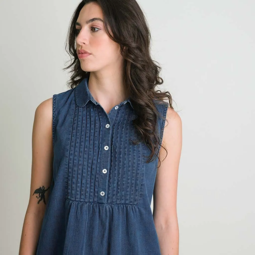 Adrianne Cotton Sleeveless Blouse | Denim