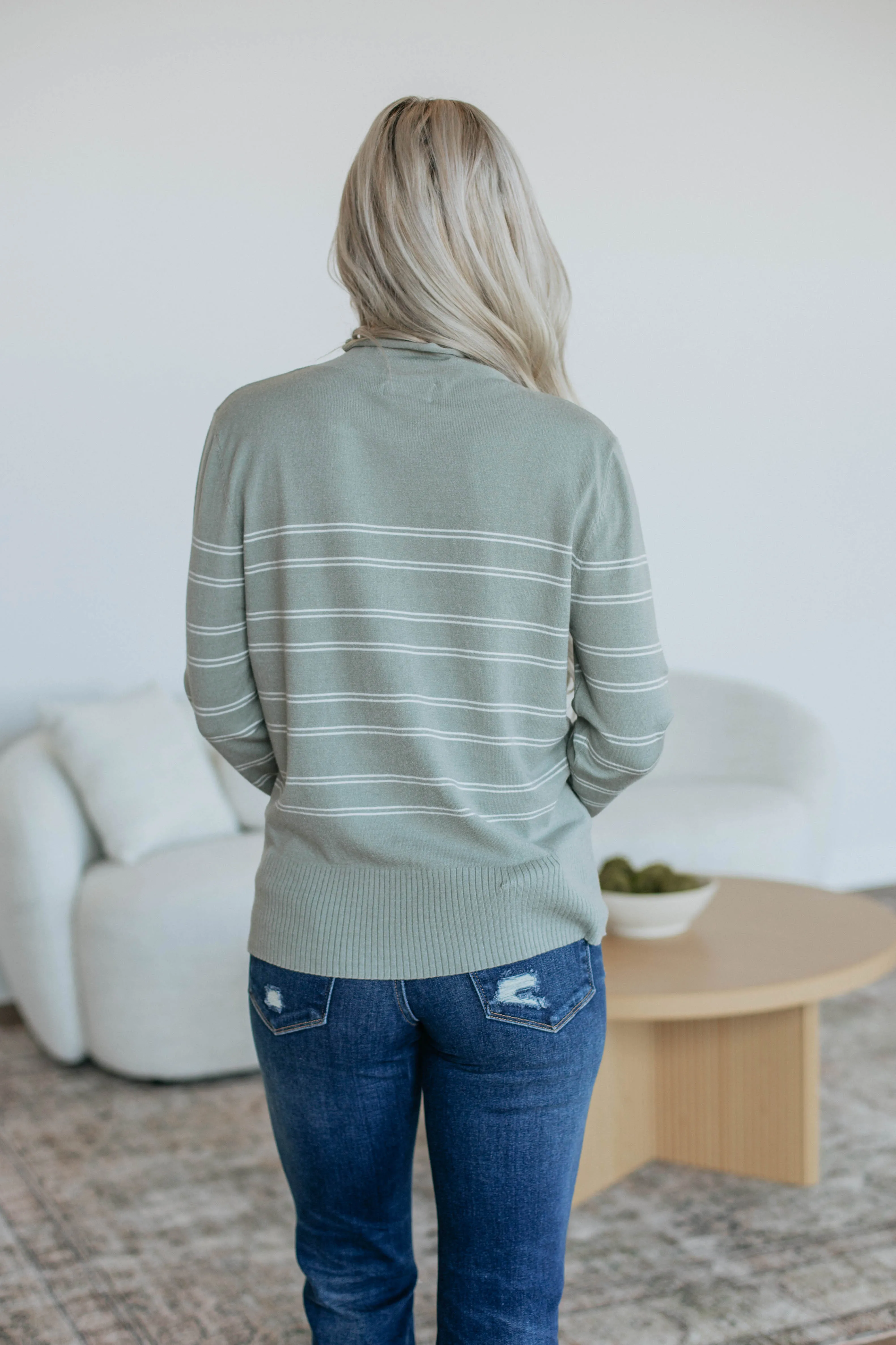 Alix Striped Sweater - Sage