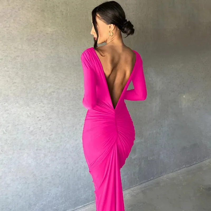 Alpha C Apparel Stylish Backless Prom Dress - Elegant Summer Wedding Attire