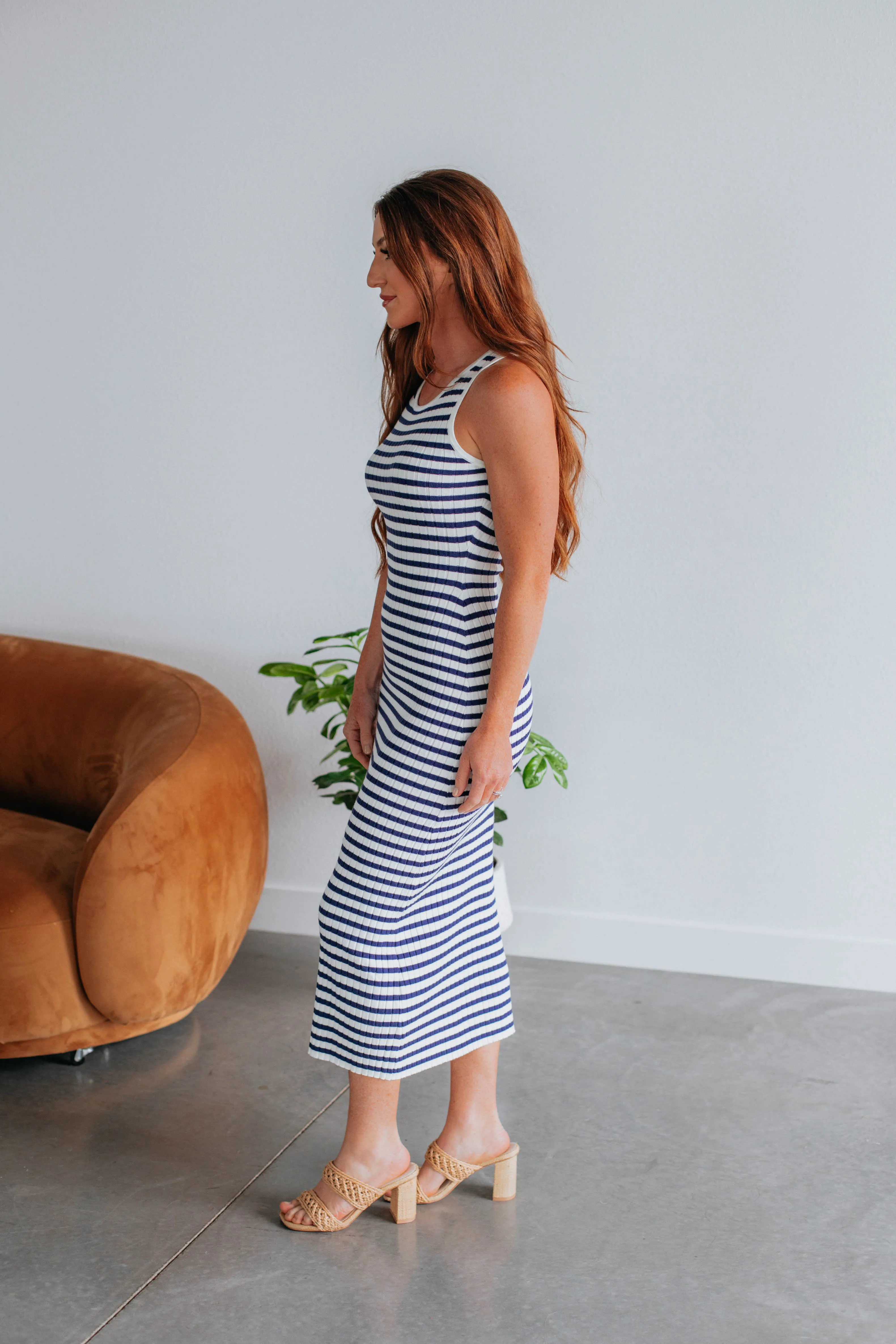 Alyson Striped Dress - Navy