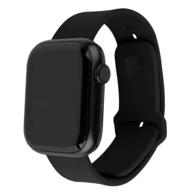 Apple Watch (42 / 44 / 45 / SE / 49mm) Fixed Wide Sporty Silikone Rem Sæt - Sort