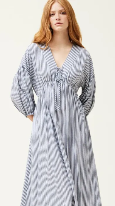 Arabella Striped Dress in Blue