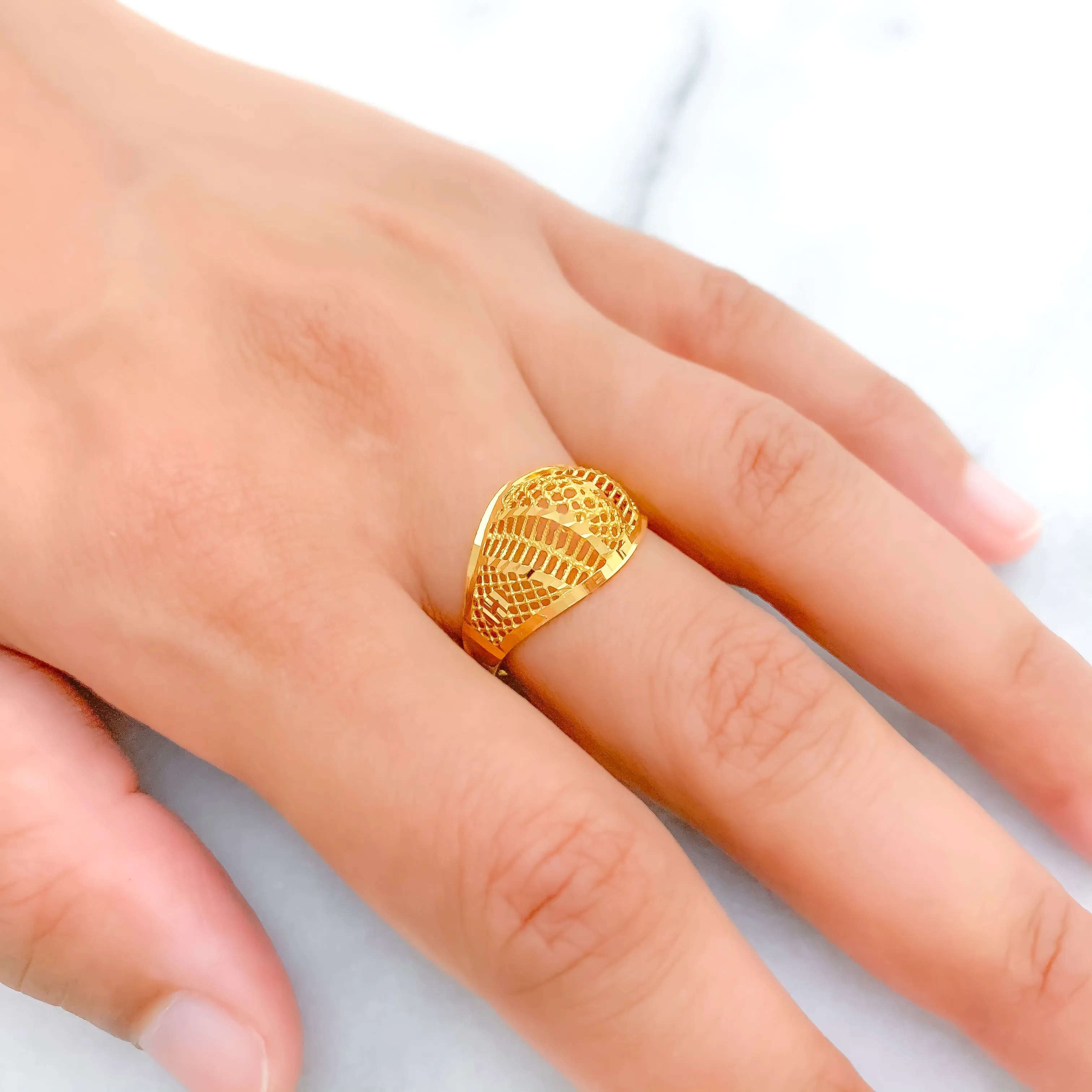 Attractive Elevated Striped Ring