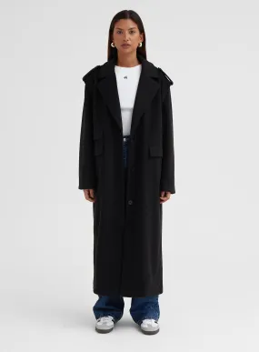 Black Tailored Longline Utility Coat – Seana