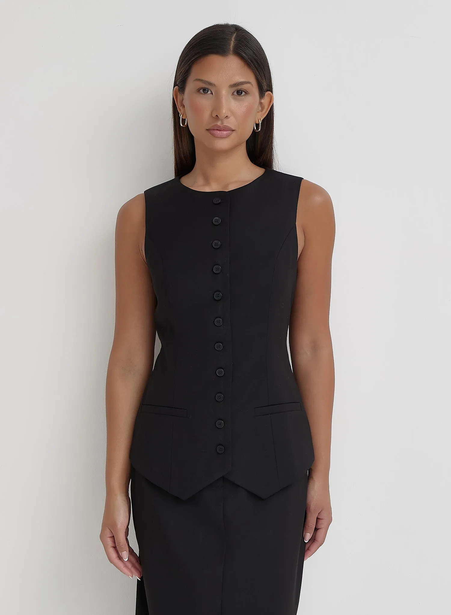 Black Tailored Waistcoat- Briella