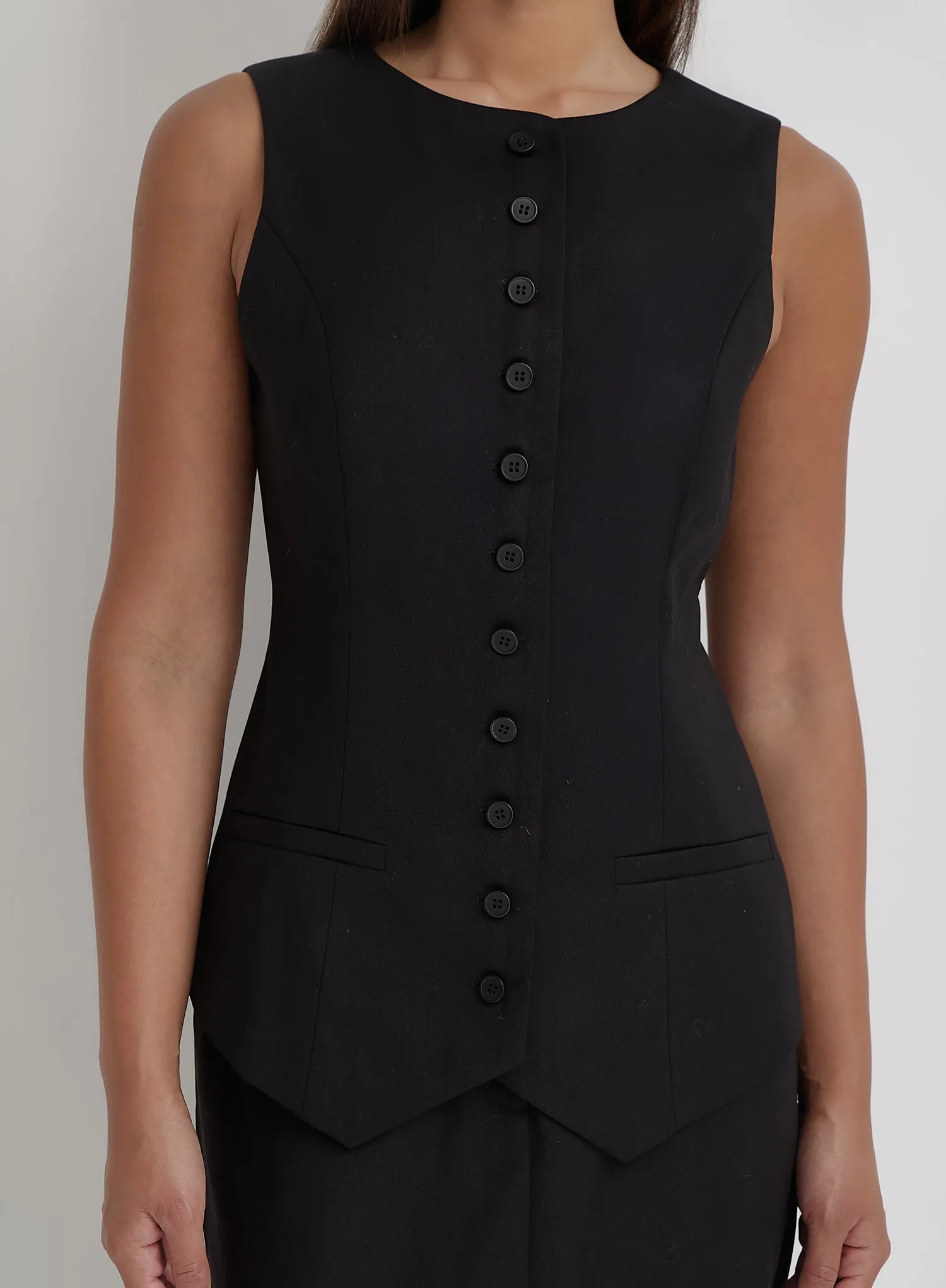 Black Tailored Waistcoat- Briella