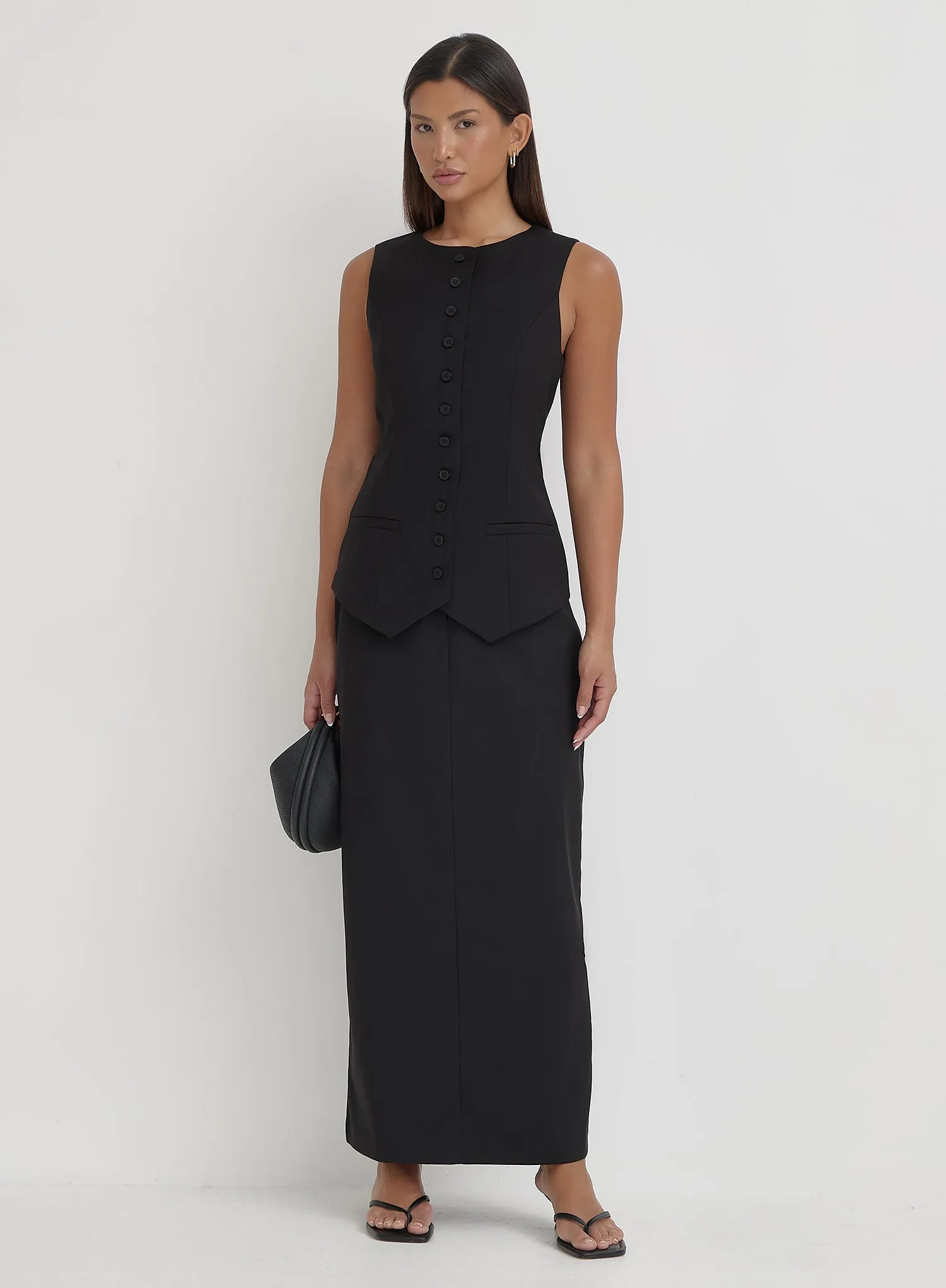 Black Tailored Waistcoat- Briella