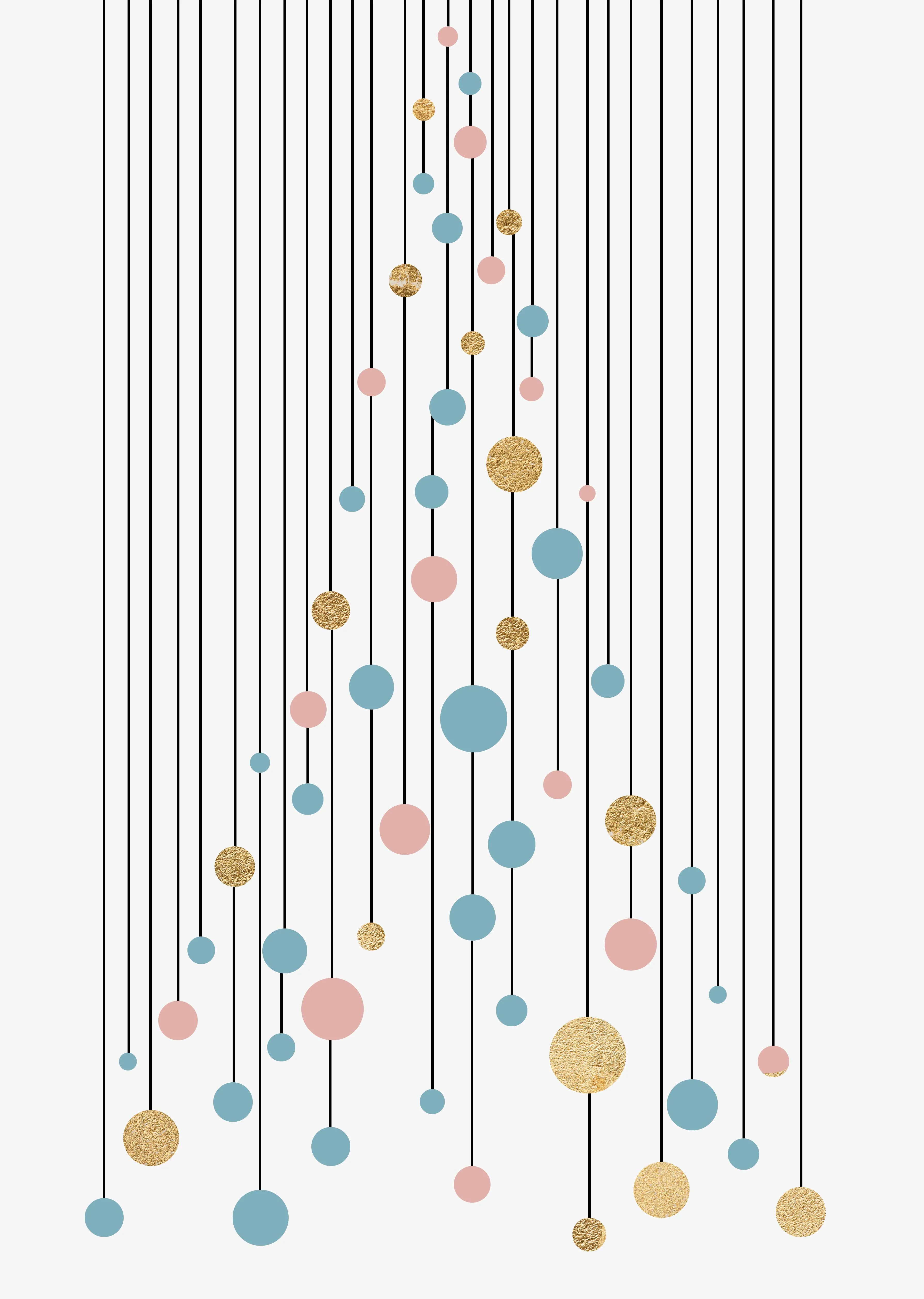 Blue And Gold Christmas Tree Wall Art Print , Contemporary and Stylish Christmas Decoration Alternative Xmas Decor