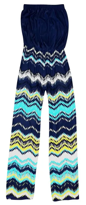 Blue Tribal Geometric Sleeveless Romper