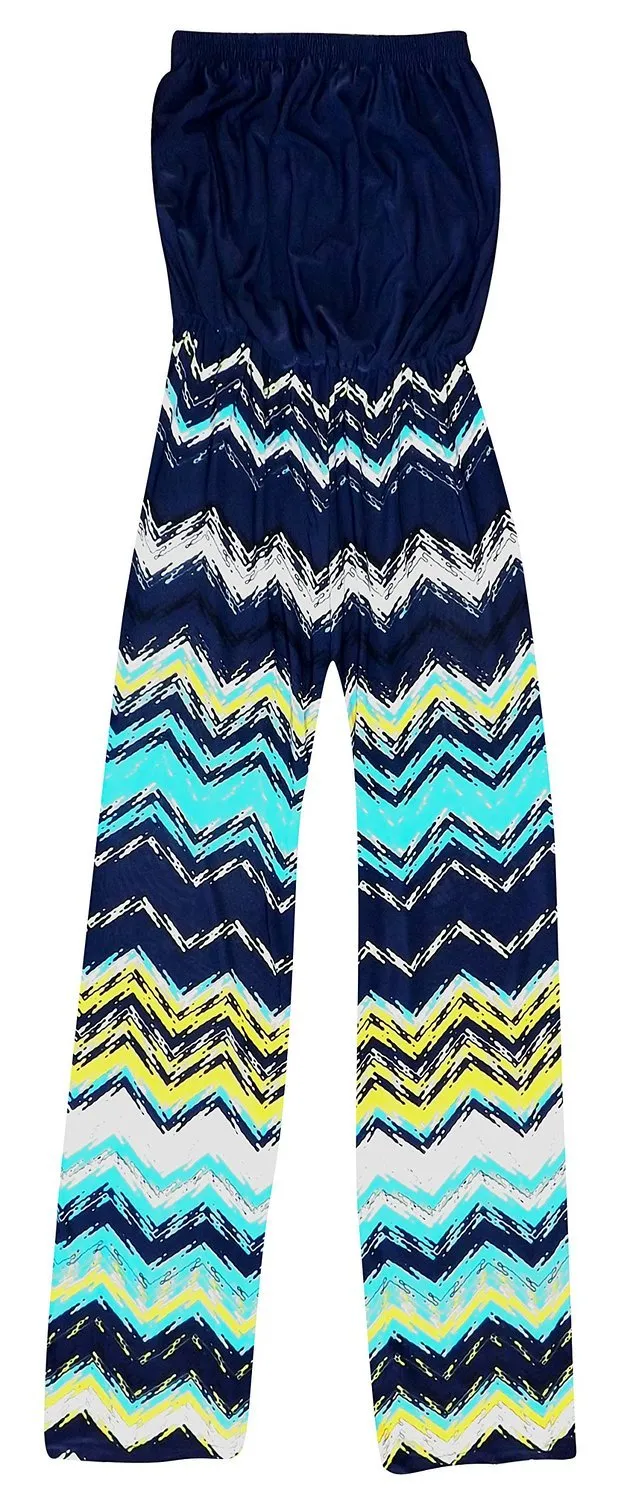 Blue Tribal Geometric Sleeveless Romper