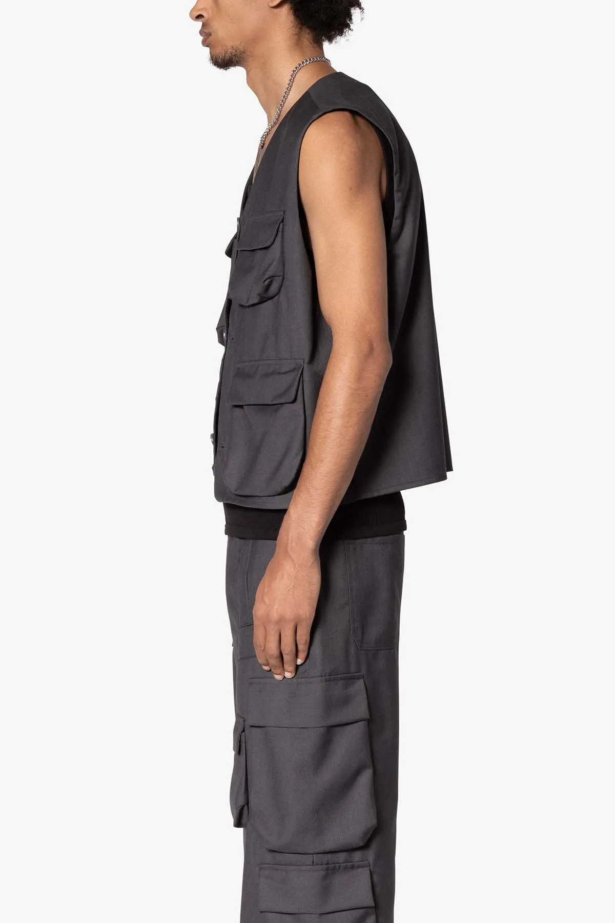 Bonded Gabardine Vest - Grey