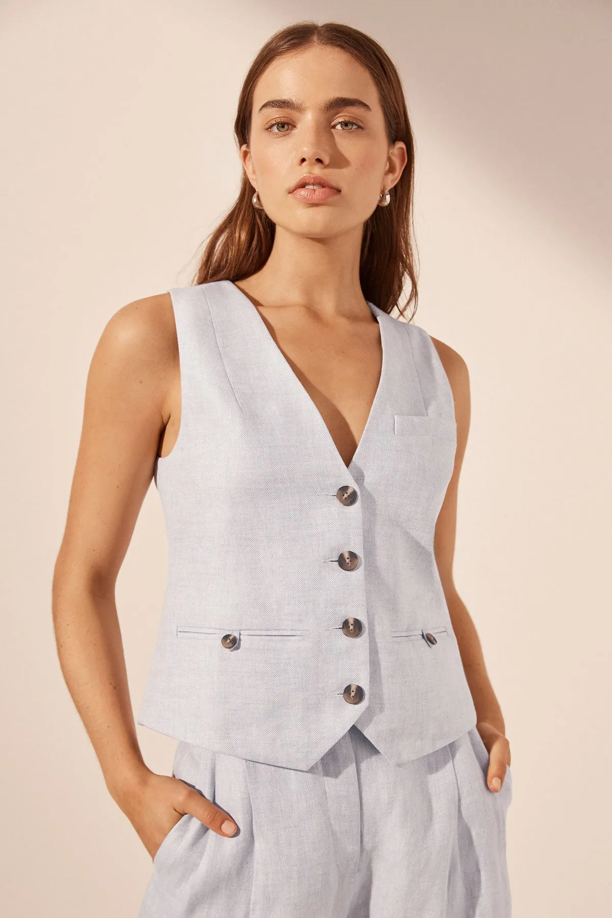 BRISA OVERSIZED TAILORED VEST - ICE BLUE