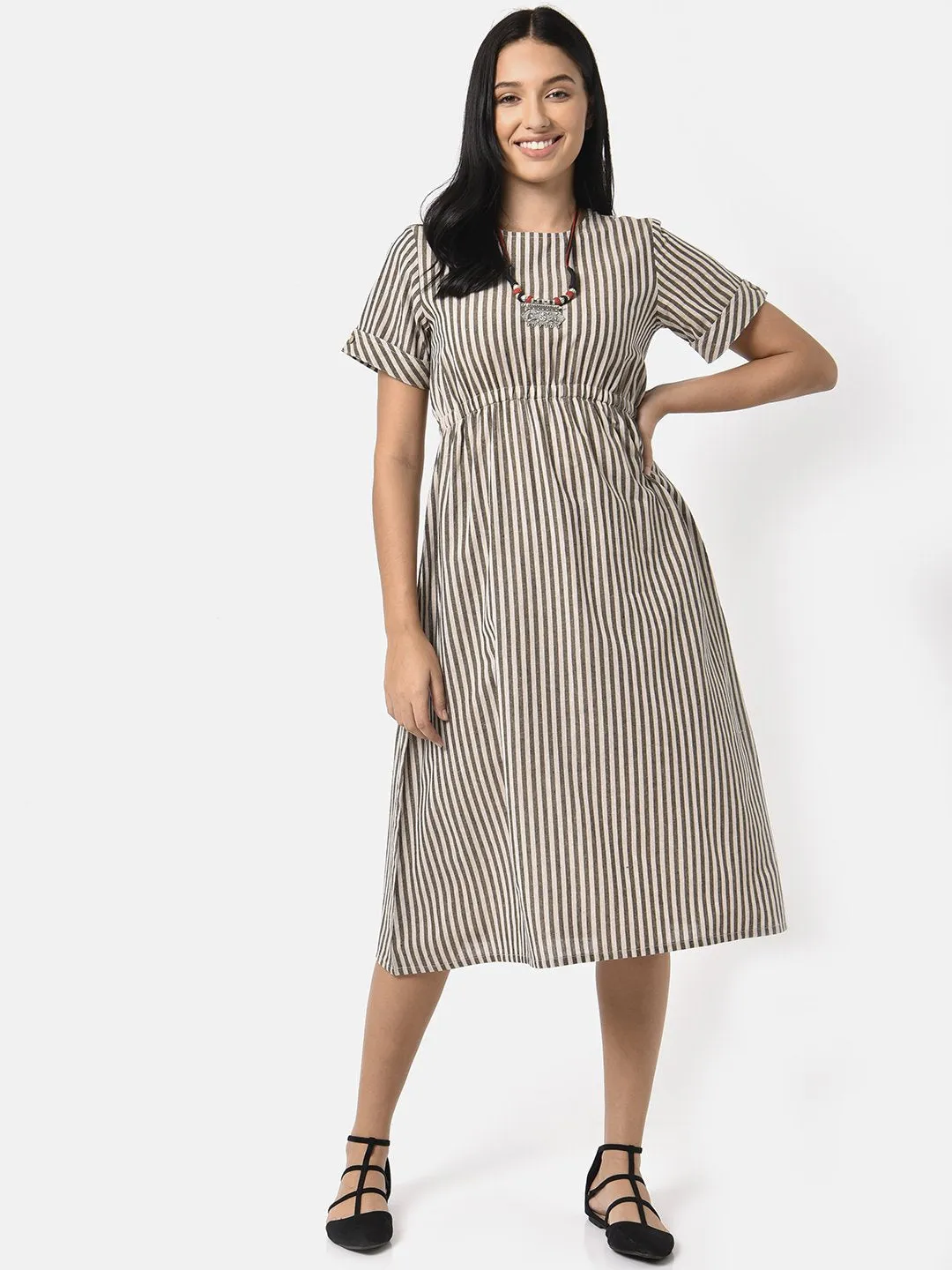 Brown Striped Dress