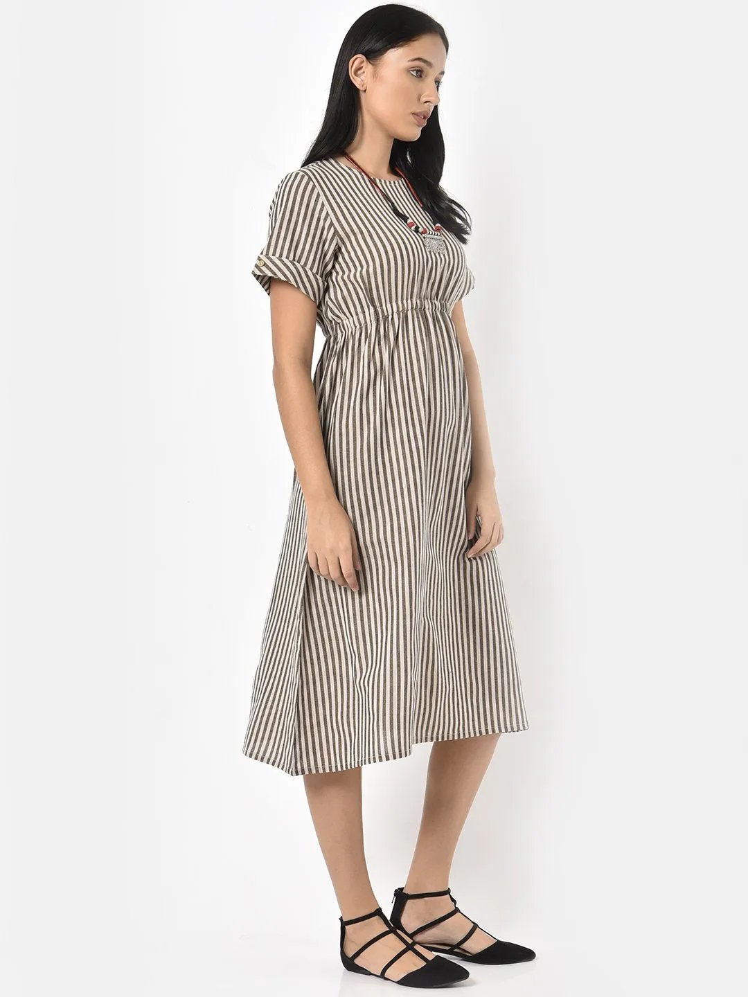 Brown Striped Dress