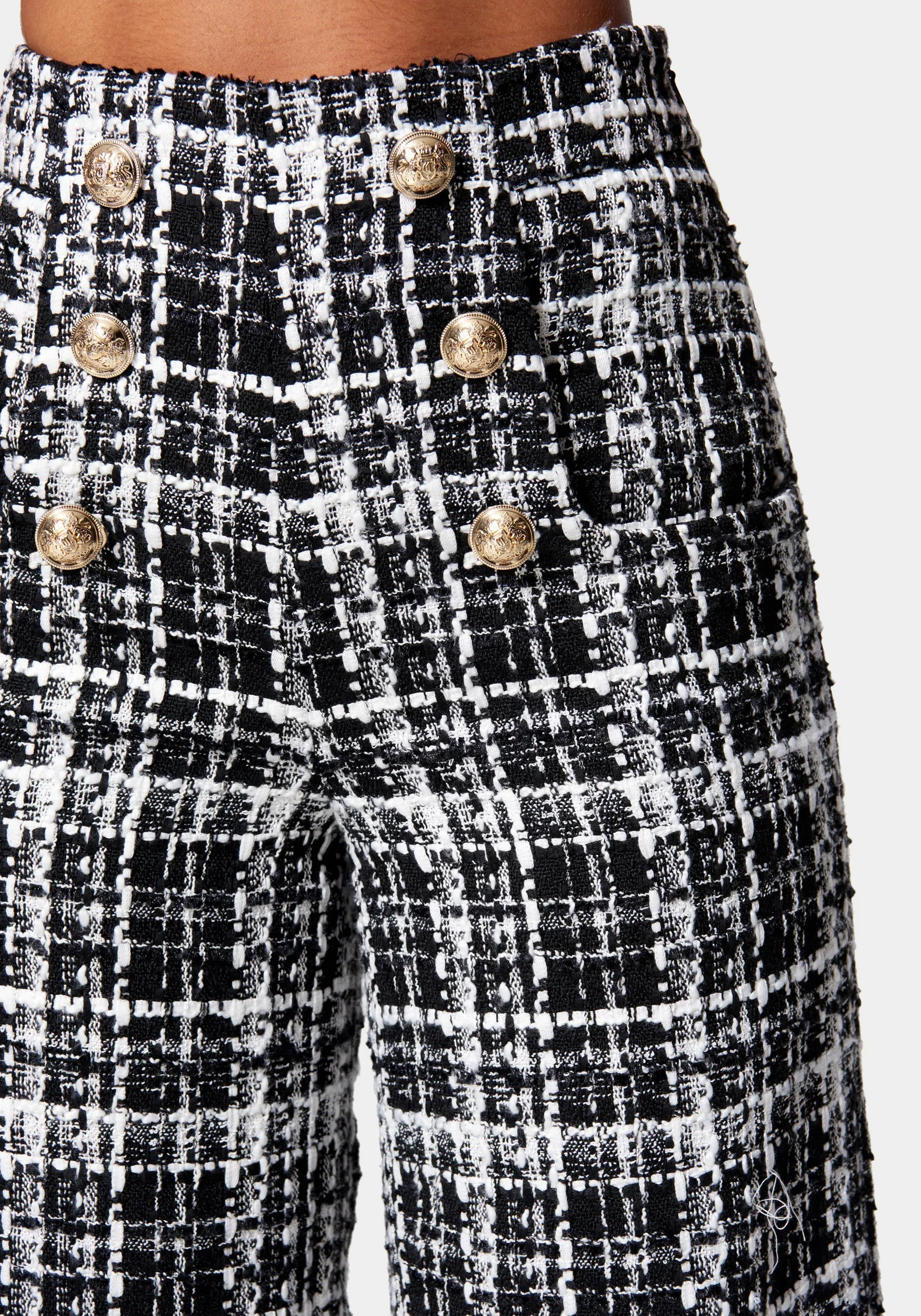 Button Detail Tailored Boucle Pant