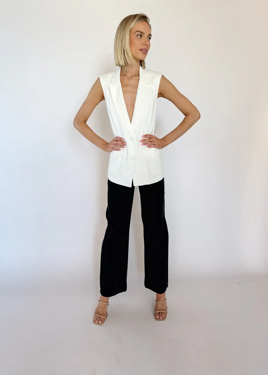 Carla Sleeveless Tailored Blazer - White