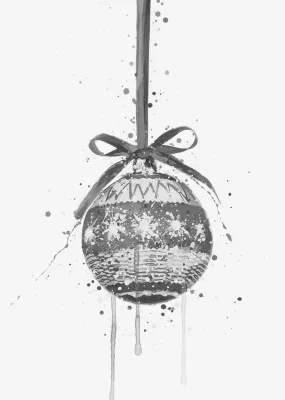 Christmas Bauble Wall Art Print , Contemporary and Stylish Christmas Decoration Alternative Xmas Decor