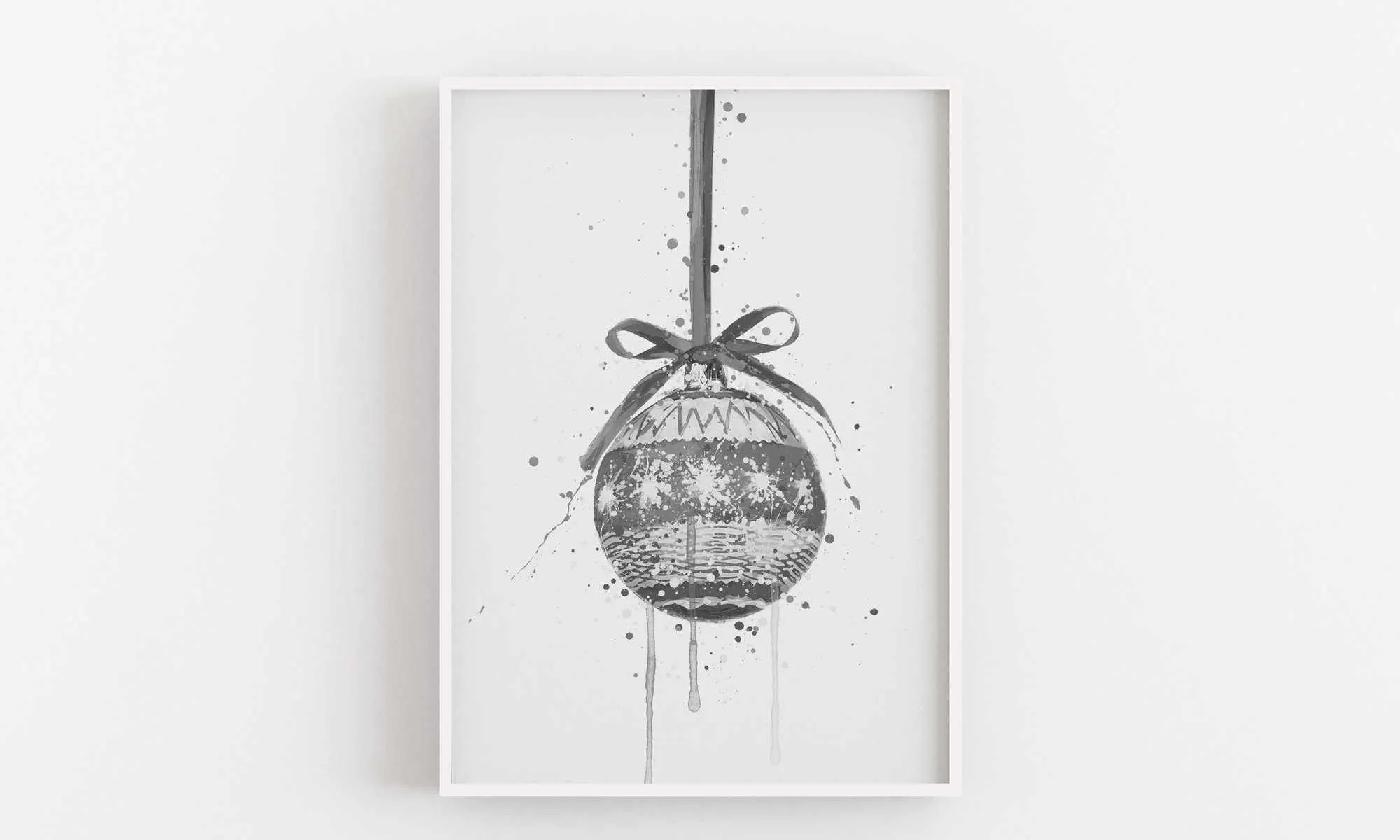 Christmas Bauble Wall Art Print , Contemporary and Stylish Christmas Decoration Alternative Xmas Decor