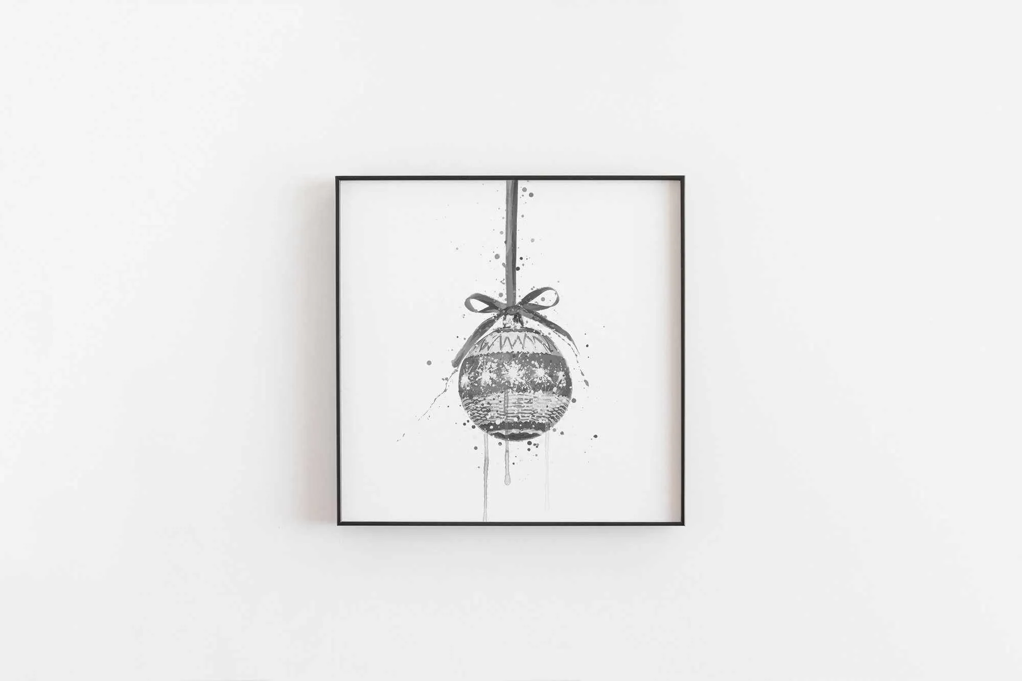 Christmas Bauble Wall Art Print , Contemporary and Stylish Christmas Decoration Alternative Xmas Decor