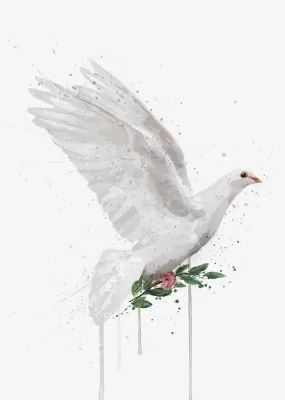 Christmas Dove Wall Art Print , Contemporary and Stylish Christmas Decoration Alternative Xmas Decor