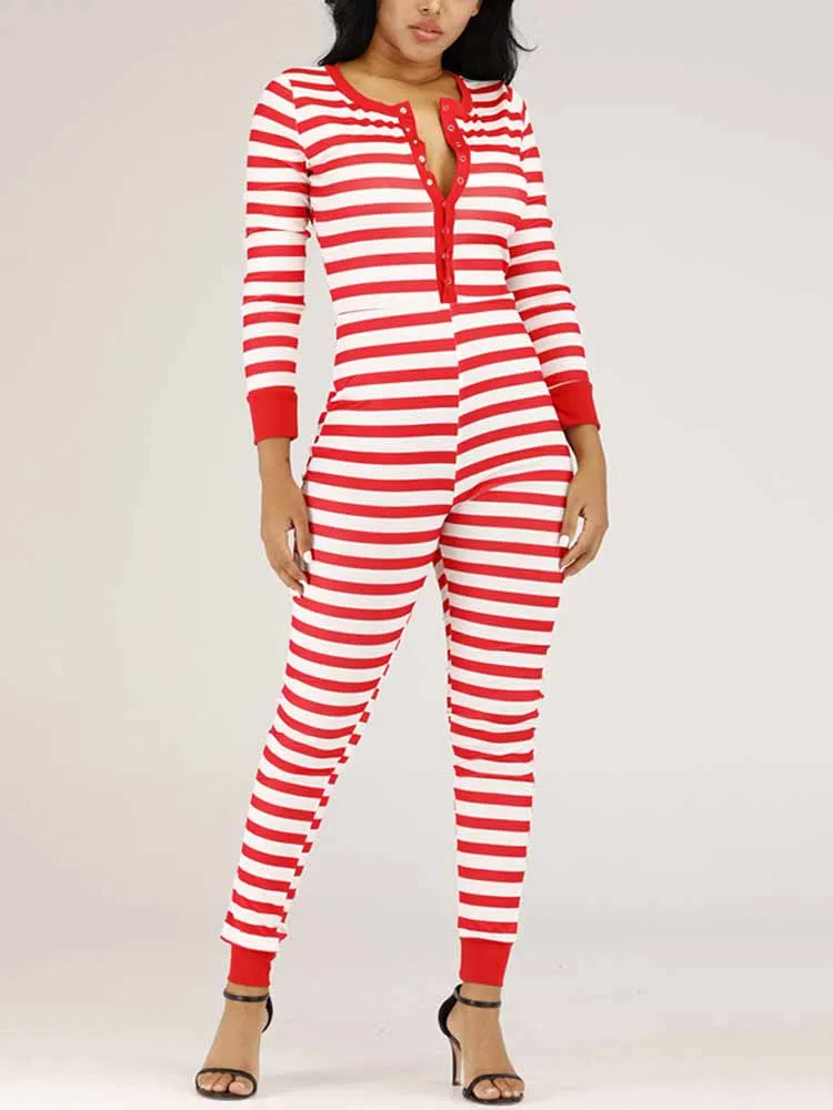 Christmas Striped Jumpsuit