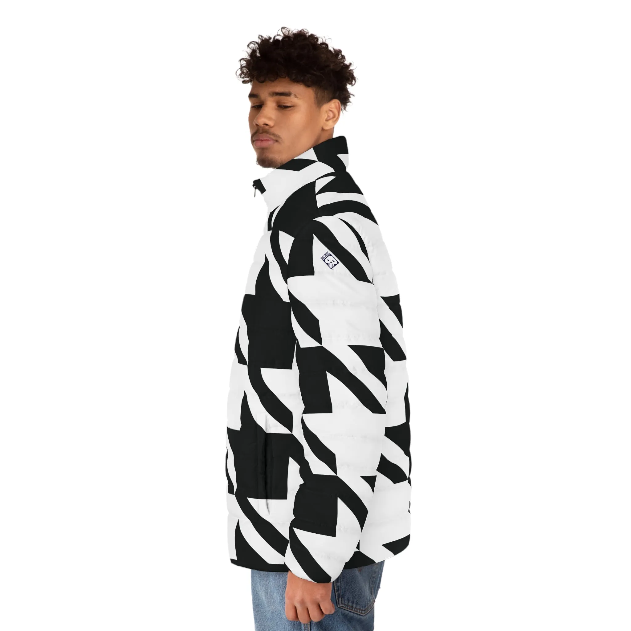 Classic Houndstooth Puffer: Men's Stylish Winter Coat