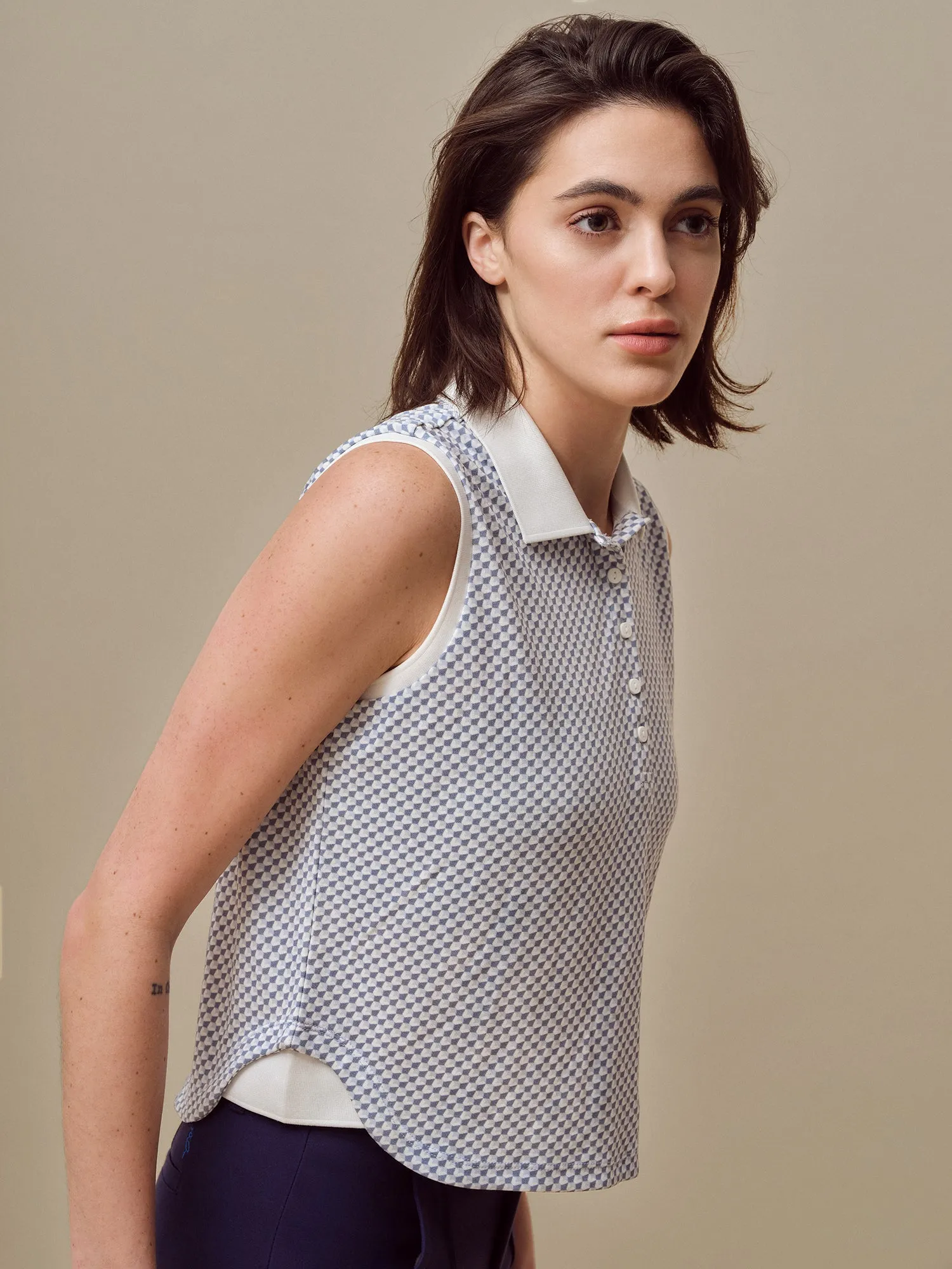 Classic Sleeveless Cropped Polo