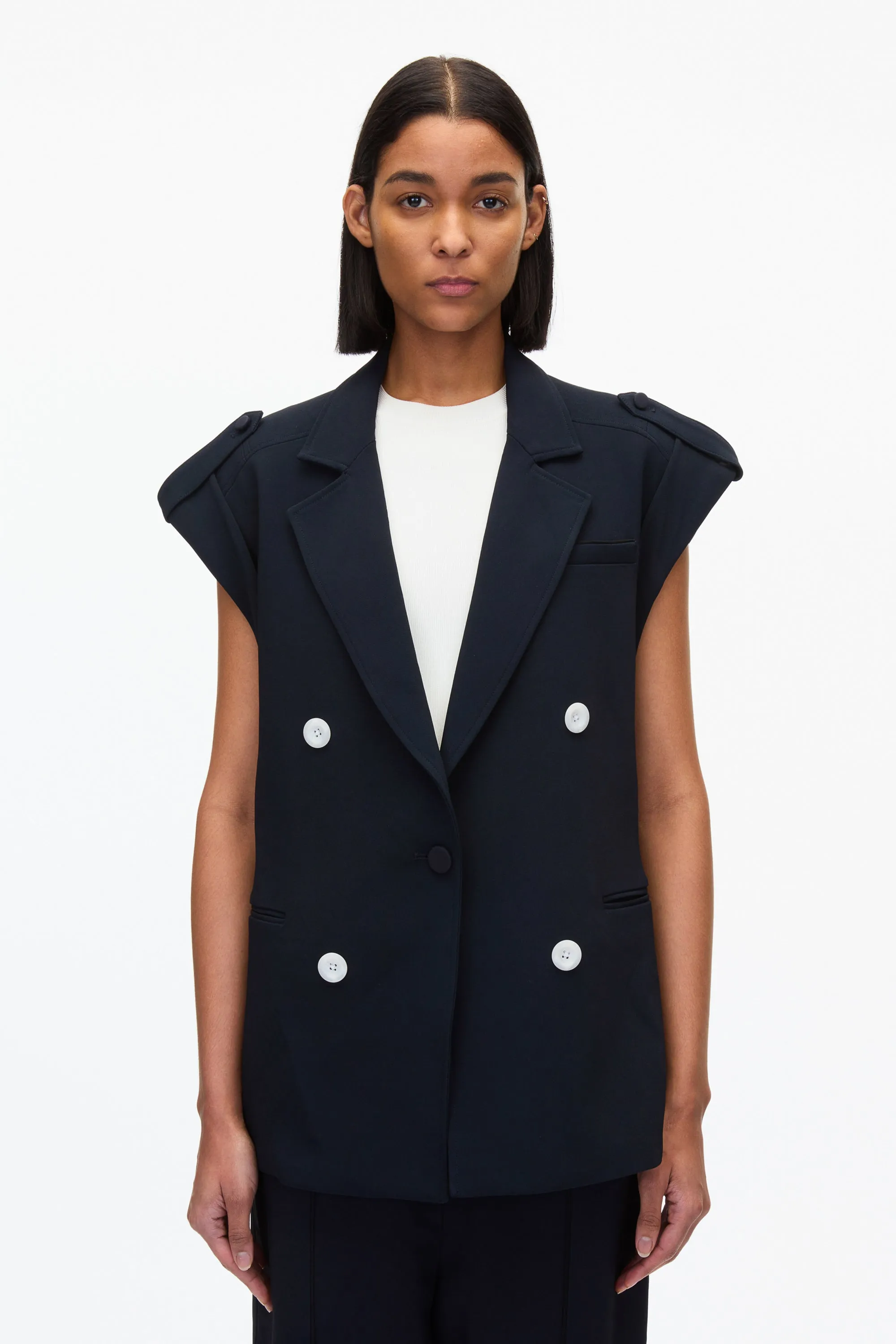 Cocoon Tailored Vest with Rolled Sleeve