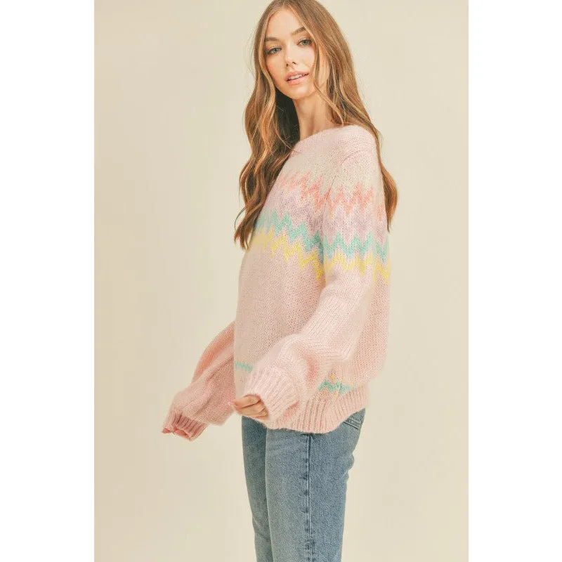 Colorful Zigzag Striped Knit Sweater