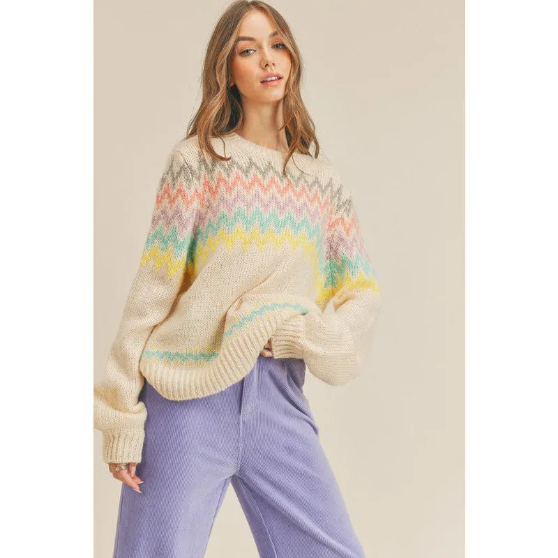 Colorful Zigzag Striped Knit Sweater