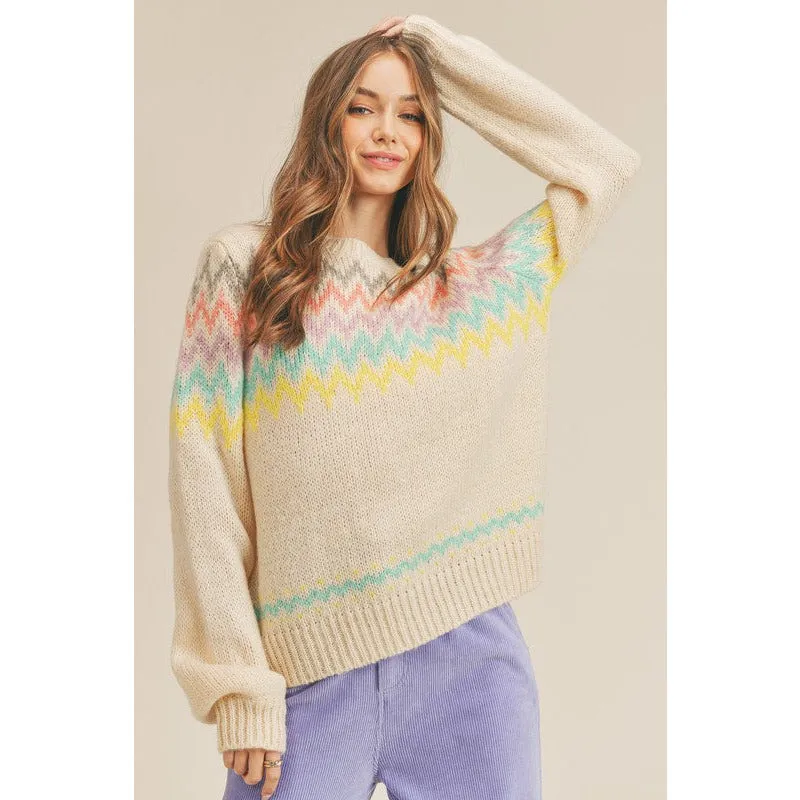 Colorful Zigzag Striped Knit Sweater