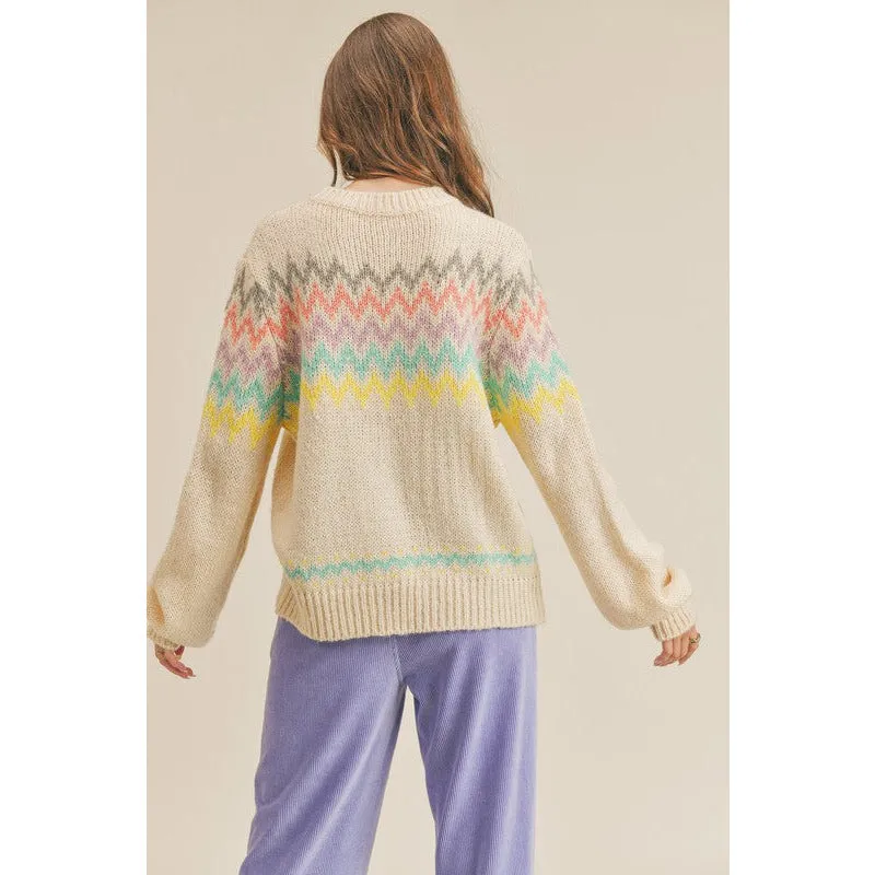 Colorful Zigzag Striped Knit Sweater