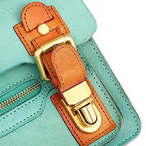 Compact Leather Cambridge Satchel,Stylish Color Contrast Crossbody Leather Bag,For Women-i7bags