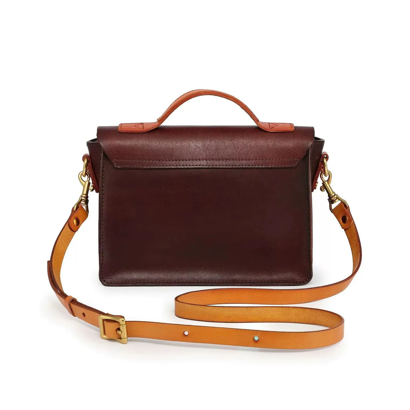 Compact Leather Cambridge Satchel,Stylish Color Contrast Crossbody Leather Bag,For Women-i7bags