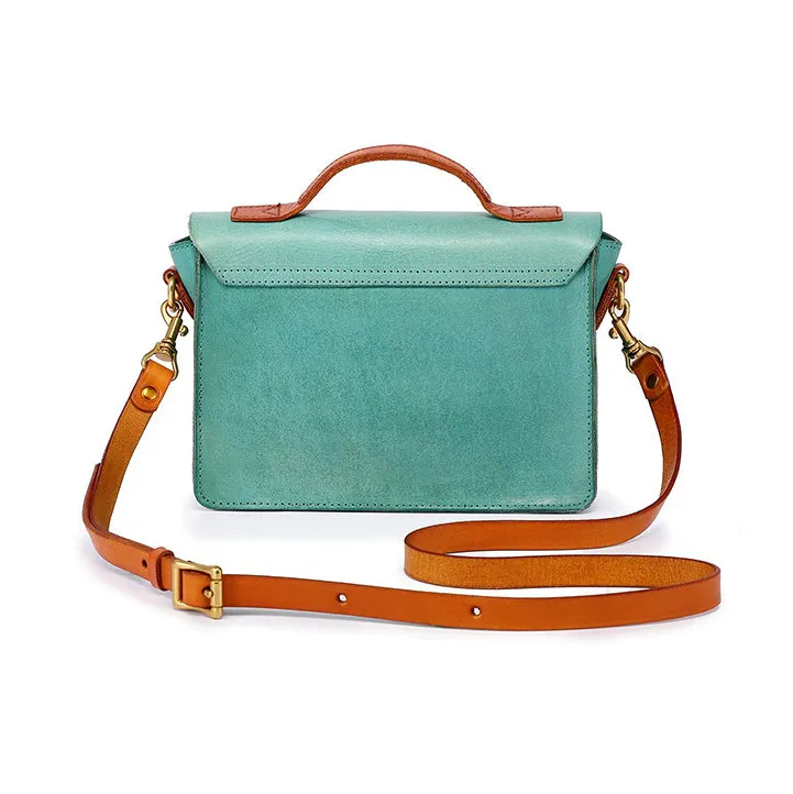 Compact Leather Cambridge Satchel,Stylish Color Contrast Crossbody Leather Bag,For Women-i7bags