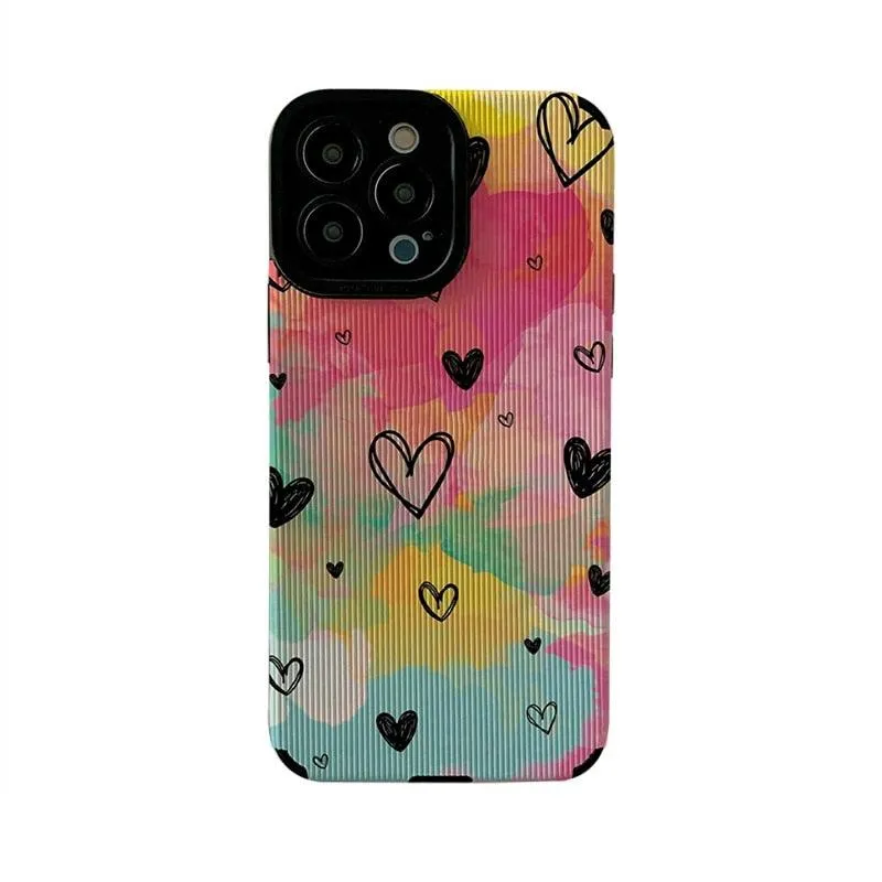 Cute Watercolor Hearts Painting Phone Case for iPhone 14, 13, 12, 11 Pro Max, X, XR, XS, 7, 8 Plus - Stylish Cover