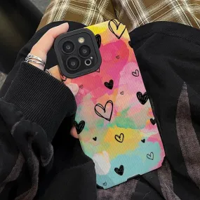 Cute Watercolor Hearts Painting Phone Case for iPhone 14, 13, 12, 11 Pro Max, X, XR, XS, 7, 8 Plus - Stylish Cover