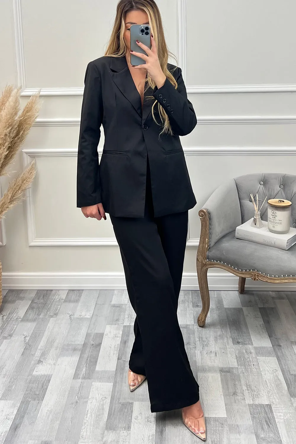 Cyndi Black Button Tailored Blazer