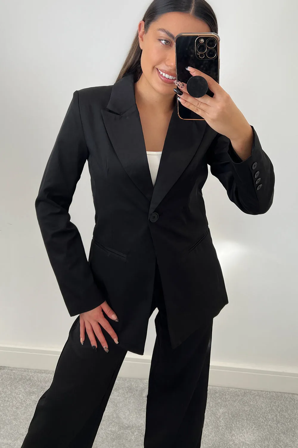 Cyndi Black Button Tailored Blazer