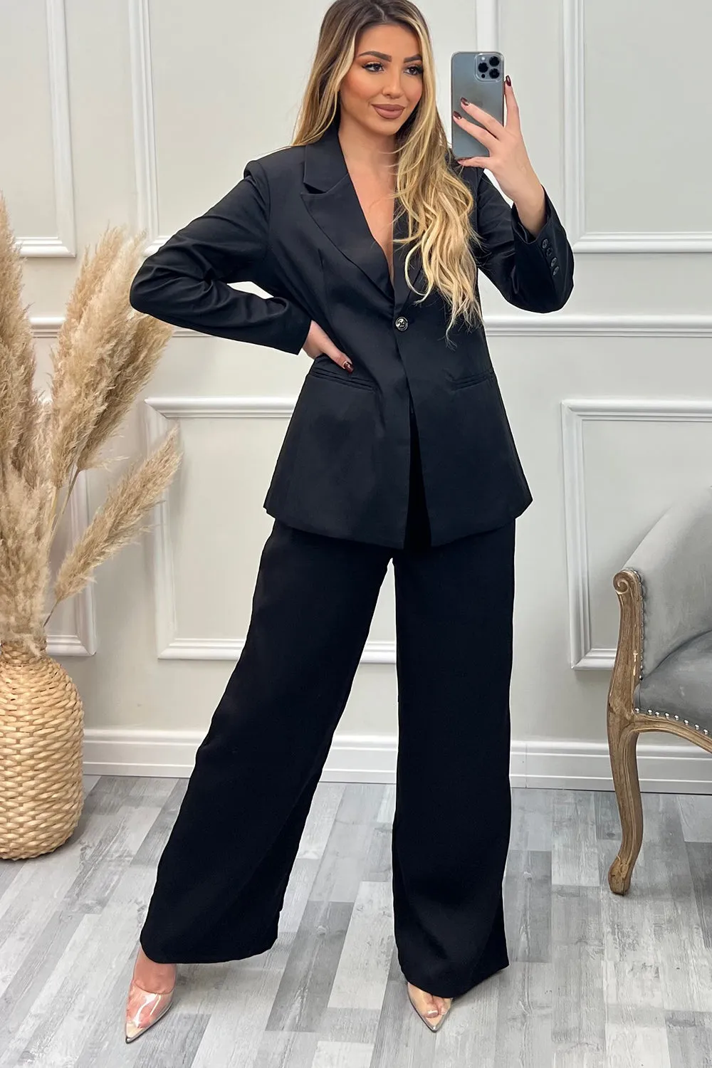 Cyndi Black Button Tailored Blazer